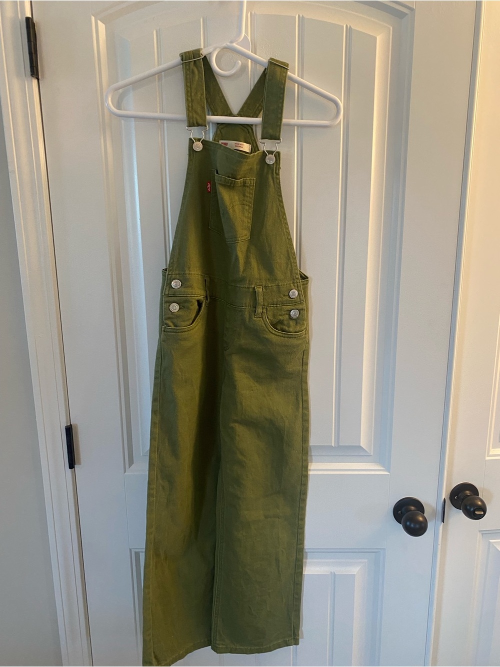 Levi's Olive Green Kids One-Piece Overalls with Wide Legs